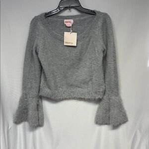 Showpo whats a girl to do knit Gray Fluffy Bell long Sleeve Sweater size 2